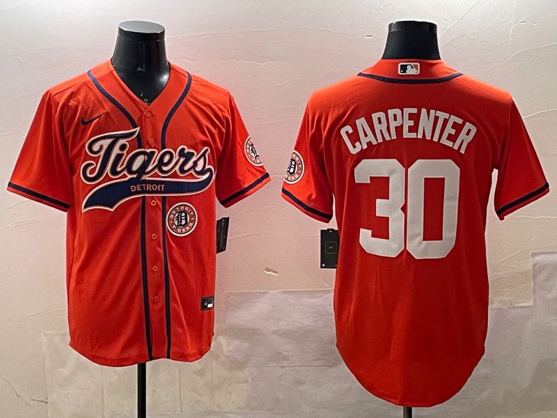 Men Detroit Tigers #30 Carpenter Orange Jointly Name 2025 Nike MLB Jersey style 6
